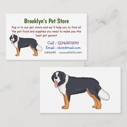 Bernese cartoon van berghond visitekaartje (Voorkant / Achterkant)