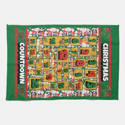 Bernese Countdown Kerstmis Advent Calendar Dog Theedoek (Horizontaal)