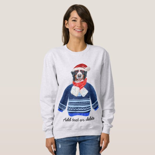 Bernese Dog Ugly Kerstmis Dog Mam Sweatshirt (Voorkant volledig)