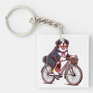 Bernese Hond Biker, Berner cruiser fiets avontuur Sleutelhanger