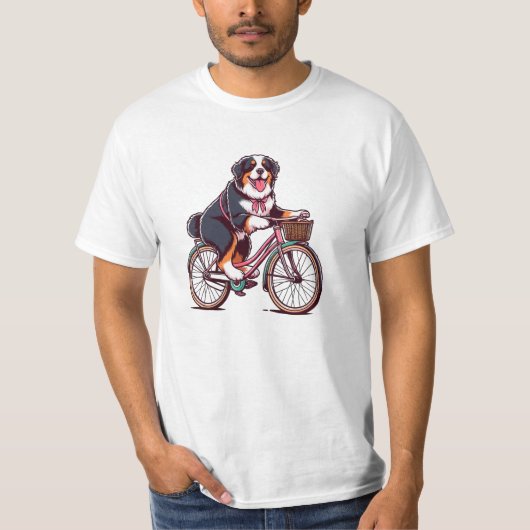 Bernese Hond Biker, Berner cruiser fiets avontuur T-shirt (Voorkant)
