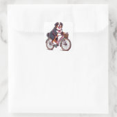 Bernese Hond Biker, Berner cruiser fiets avontuur Vierkante Sticker (Tas)