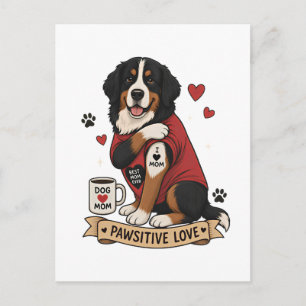 Bernese Hond met Tatoeage Illustratie I Hart Moede Briefkaart
