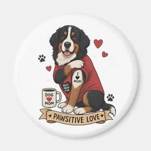 Bernese Hond met Tatoeage Illustratie I Hart Moede Magneet