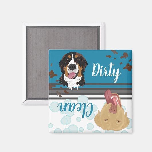 Bernese/Lab- Dirty/Clean Dog-wasmachine Magneet (Voorkant / Achterkant)