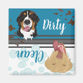 Bernese/Lab- Dirty/Clean Dog-wasmachine Magneet (Voorkant)