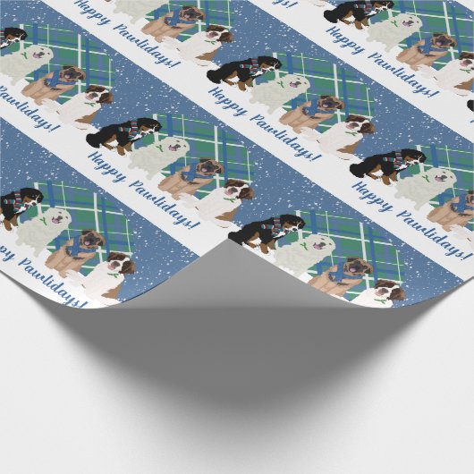 Bernese Leonberger Great Pyrenees Kerstmis  Cadeaupapier (Hoek)