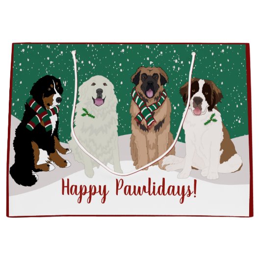 Bernese Leonberger Great Pyrenees Kerstmis Groot Cadeauzakje (Voorkant)