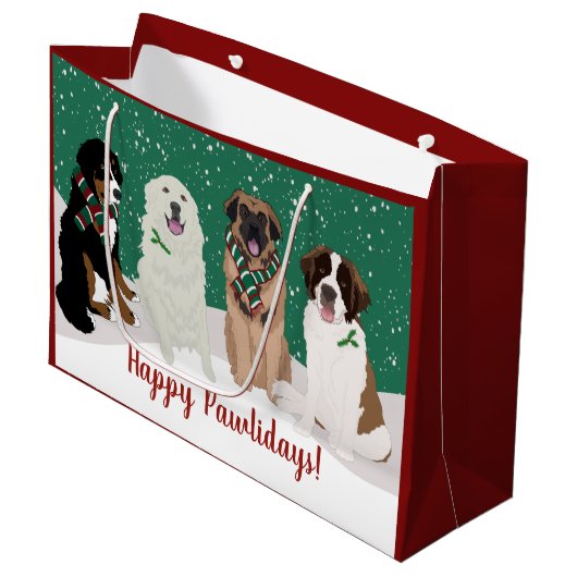 Bernese Leonberger Great Pyrenees Kerstmis Groot Cadeauzakje (Voorkant Gekanteld)