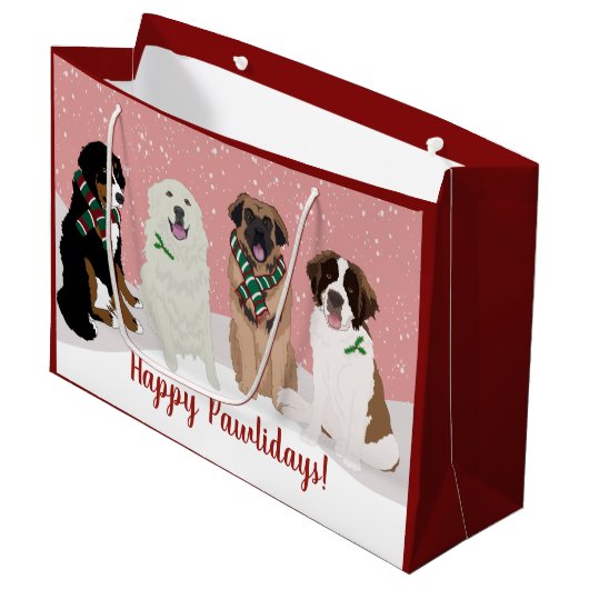 Bernese Leonberger Great Pyrenees Kerstmis Groot Cadeauzakje (Voorkant Gekanteld)