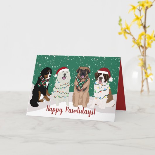 Bernese Leonberger Great Pyrenees Kerstmis Kaart (Gele Bloem)