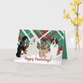 Bernese Leonberger Great Pyrenees Kerstmis Kaart (Gele Bloem)