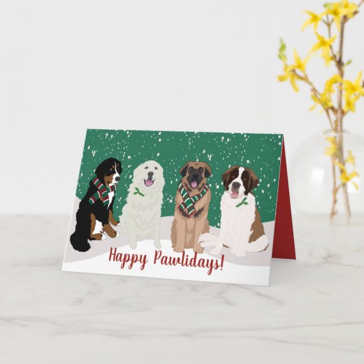 Bernese Leonberger Great Pyrenees Kerstmis Kaart (Gele Bloem)