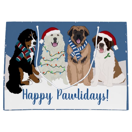 Bernese Leonberger Pyrenees St Bernard Kerstmis  Groot Cadeauzakje (Voorkant)