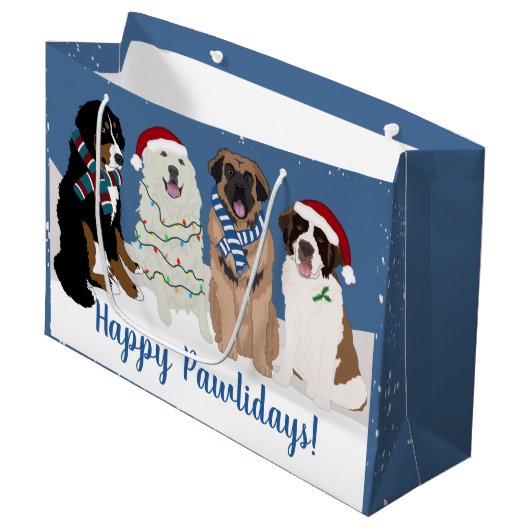 Bernese Leonberger Pyrenees St Bernard Kerstmis  Groot Cadeauzakje (Voorkant Gekanteld)
