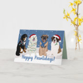 Bernese Leonberger Pyrenees St Bernard Kerstmis Kaart (Gele Bloem)