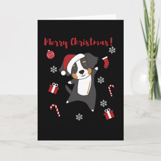 Bernese Merry Christmas Happy Christmas Dogs Kaart (Voorkant)