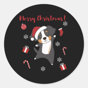 Bernese Merry Christmas Happy Christmas Dogs Ronde Sticker
