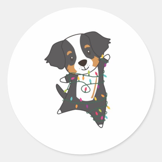 Bernese Merry Christmas Happy Christmas Dogs Ronde Sticker (Voorkant)