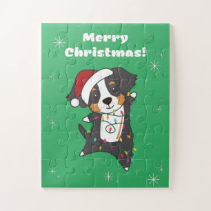 Bernese Merry KerstHappy Kerstmis Dogs Jigsa Legpuzzel