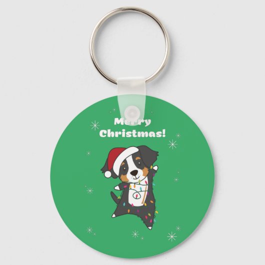Bernese Merry KerstHappy Kerstmis met keych Sleutelhanger (Voorkant)