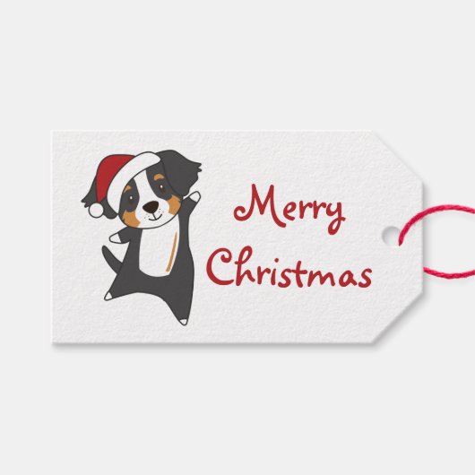 Bernese Merry met prettige kerstfeestdagen, vracht Cadeaulabel (Voorkant (Horizontaal))