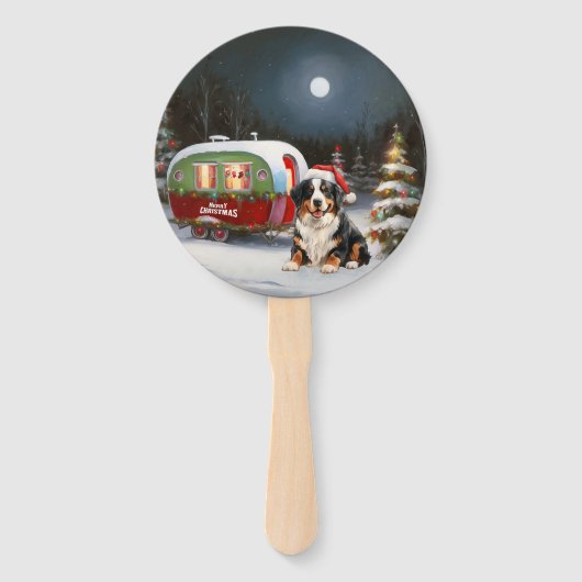 Bernese Mountain Caravan Kerstavontuur Handwaaier (Voorkant)