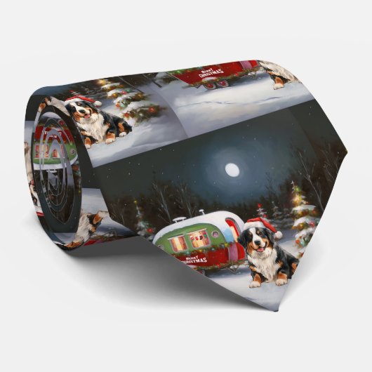 Bernese Mountain Caravan Kerstavontuur Stropdas (Opgerold)