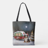 Bernese Mountain Caravan Kerstavontuur Tote Bag (Achterkant)