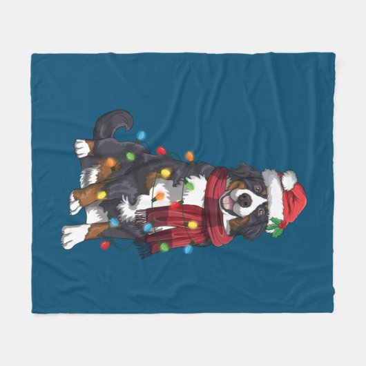 Bernese Mountain Christmas Light Funny Dog Lover Fleece Deken (Voorkant (Horizontaal))