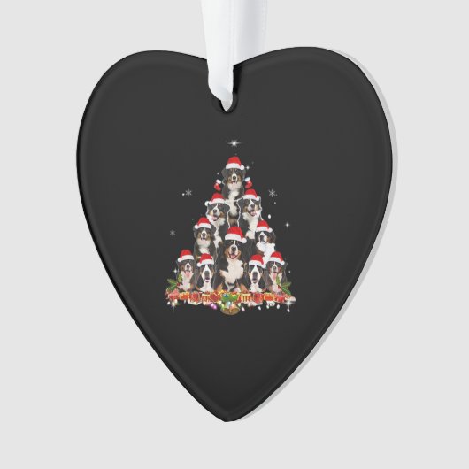 Bernese Mountain Christmas Tree Dog Santa Xmas Fun Ornament (voorkant)