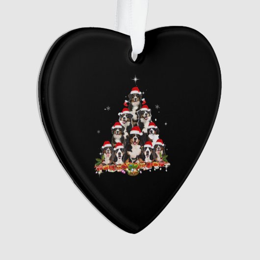 Bernese Mountain Christmas Tree Dog Santa Xmas Fun Ornament (voorkant)