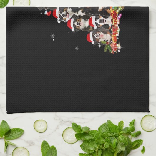 Bernese Mountain Christmas Tree Dog Santa Xmas Fun Theedoek (Gevouwen)