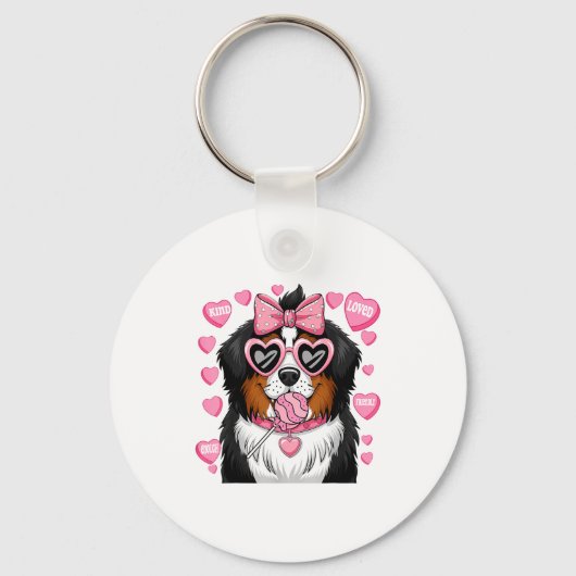 Bernese Mountain Coquette Dog Pet Lover Owner Sleutelhanger (Voorkant)