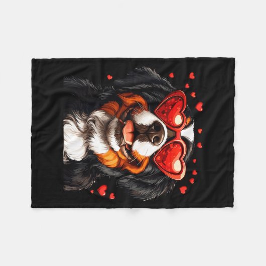 Bernese Mountain Cute Berner Dog Lover Valentines  Fleece Deken (Voorkant (Horizontaal))