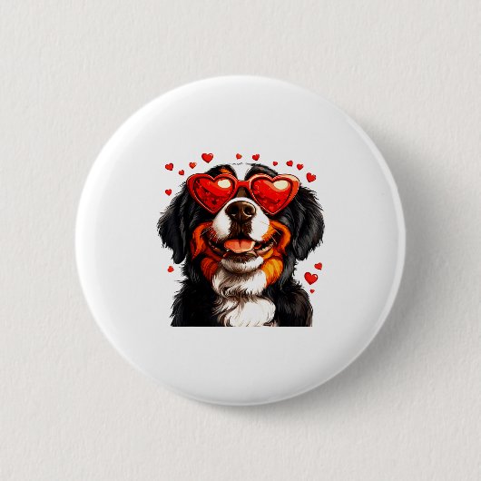 Bernese Mountain Cute Berner Dog Lover Valentines Ronde Button 5,7 Cm (Voorkant)
