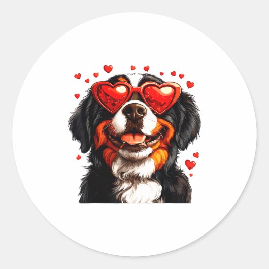 Bernese Mountain Cute Berner Dog Lover Valentines  Ronde Sticker (Voorkant)