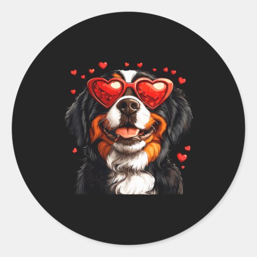 Bernese Mountain Cute Berner Dog Lover Valentines  Ronde Sticker (Voorkant)