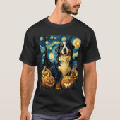 Bernese Mountain Cute Dog Halloween Jack O Lantern T-shirt (Voorkant)