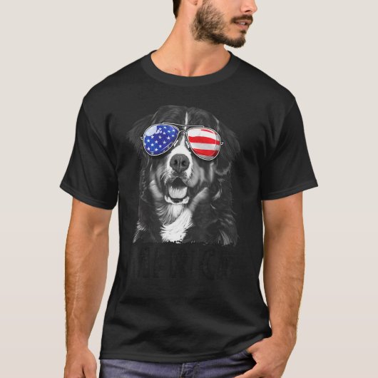 Bernese Mountain Dog 4 juli Merica Mannen Americ T-shirt (Voorkant)