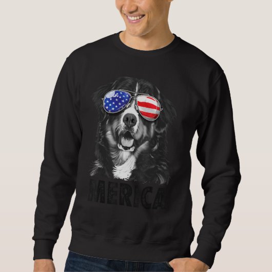 Bernese Mountain Dog 4 juli Merica Mannen Americ Trui (Voorkant)