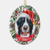 Bernese Mountain Dog Aangepast kerstversiering Keramisch Ornament (Rechts)