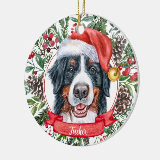 Bernese Mountain Dog Aangepast kerstversiering Keramisch Ornament (Links)