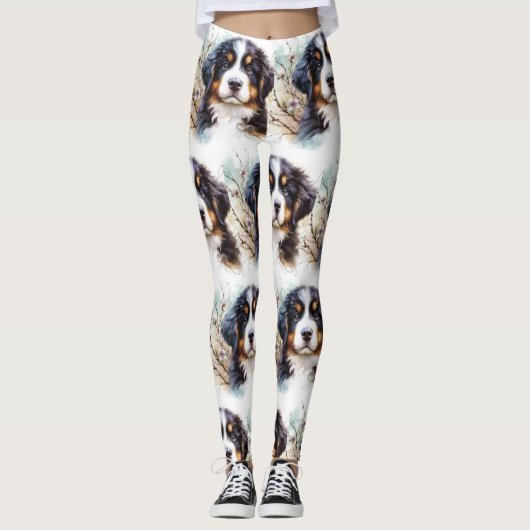 Bernese Mountain Dog AI Puppy  Leggings (Voorkant)