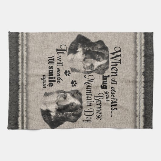 Bernese Mountain dog als alles mislukt, citaat Theedoek (Horizontaal)