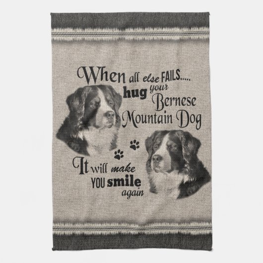 Bernese Mountain dog als alles mislukt, citaat Theedoek (Verticaal)