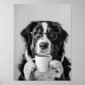 Bernese Mountain Dog and Coffee Wall Art, Black an Poster (Voorkant)