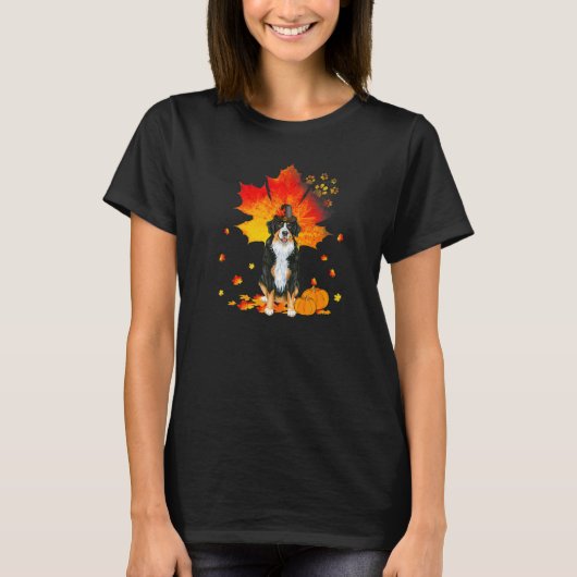 Bernese Mountain Dog  Autumn Leaf Fall Leaves Pump T-shirt (Voorkant)
