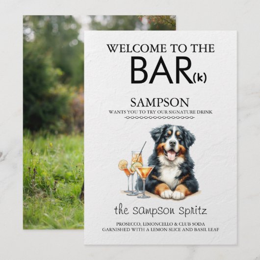 Bernese Mountain Dog Bar Menu (Voorkant / Achterkant)