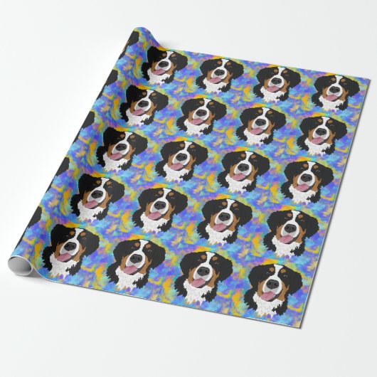Bernese Mountain Dog Birthday Cadeaupapier (Uitgerold)